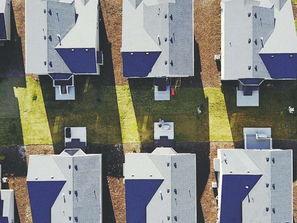 Neighbourhood houses photographed from above